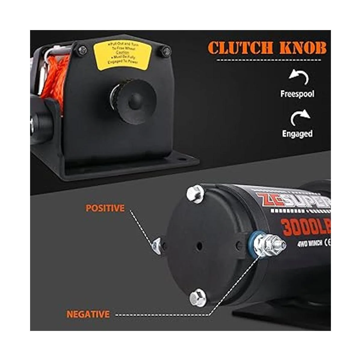 ZESUPER Cabrestante eléctrico de 3000 libras y 12 V CC_4