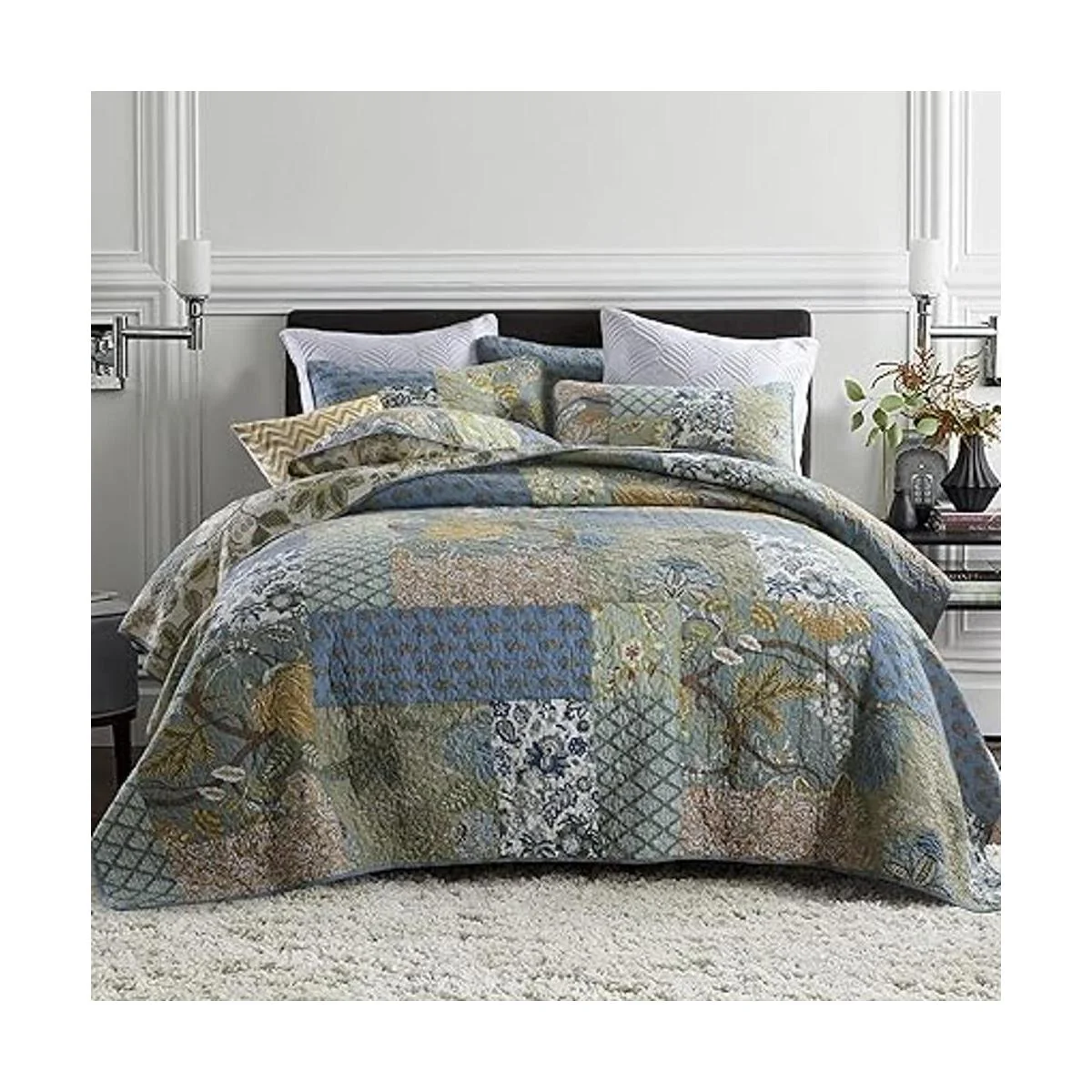 Yvooxny Juego de edredón tamaño King reversible color_6