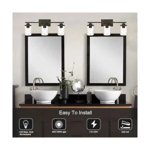 QueeuQ Iluminación de tocador de baño 3 luces con_2