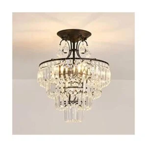 CVKASH Lámpara de araña redonda de cristal de 5 luces_1