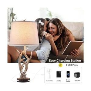 Dungoo Juego de 2 lámparas de mesa rústicas occidentales_3