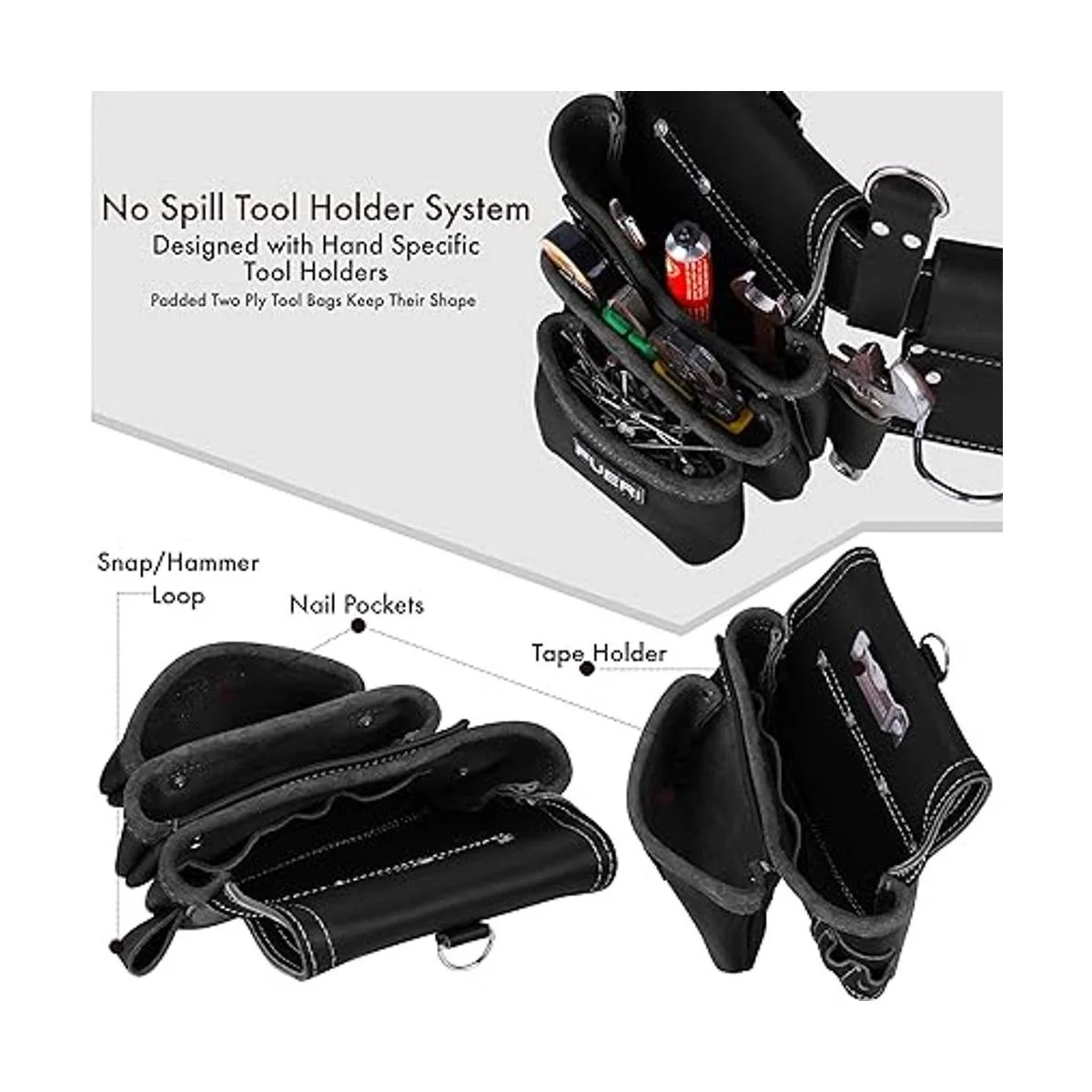 FUERI Kit combinado de bolsas de herramientas Cuero de_6