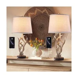 Dungoo Juego de 2 lámparas de mesa rústicas occidentales_1