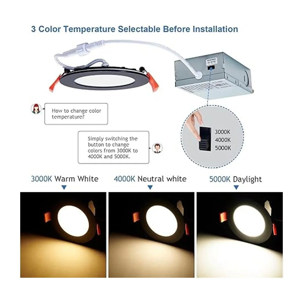 CycevSun Paquete de 12 luces LED empotrables negras_2