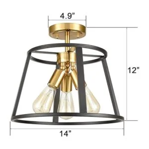 Lámpara de techo semiempotrada de 3 luces moderna de latón_7