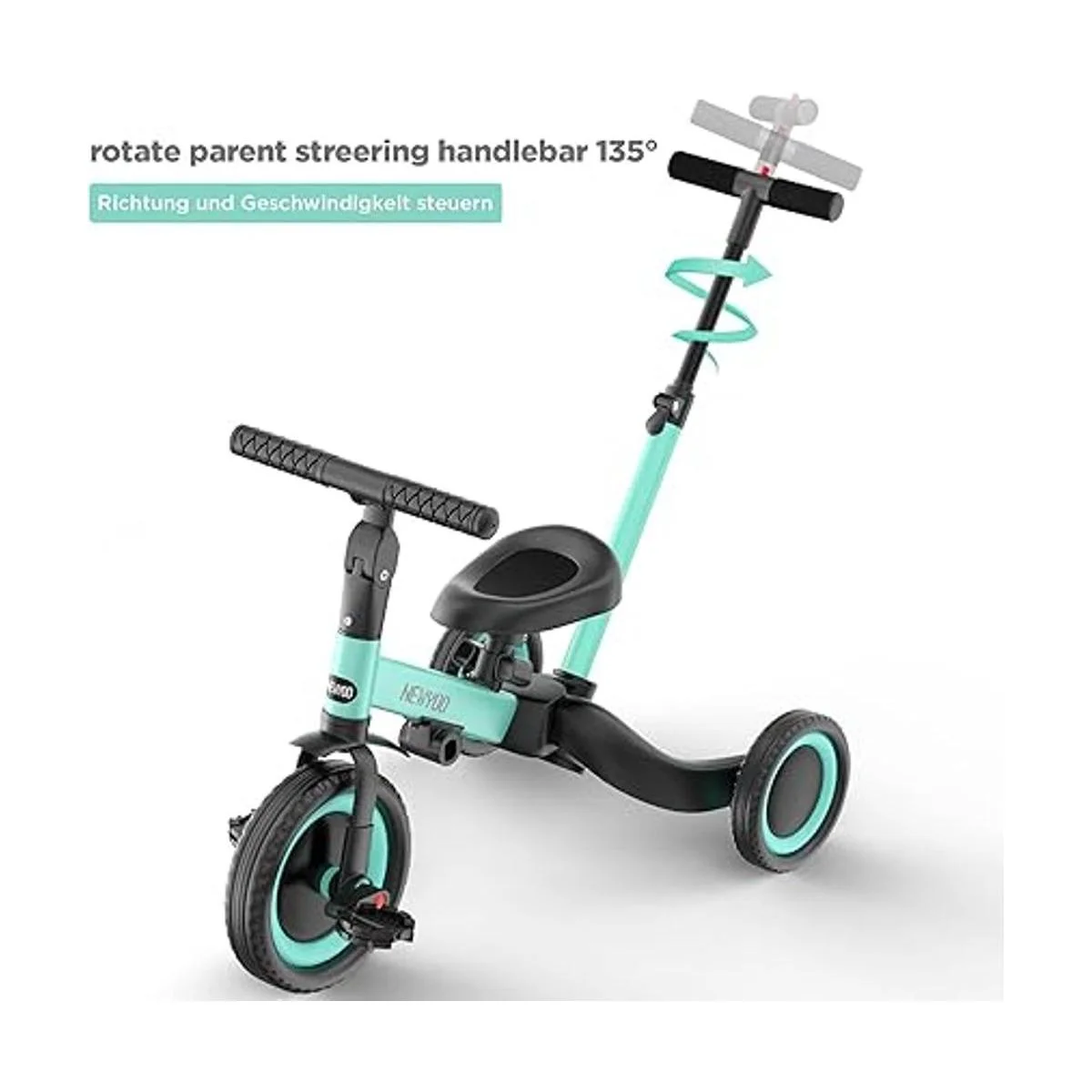 newyoo Triciclo 5 en 1 para niños pequeños con mango de_5