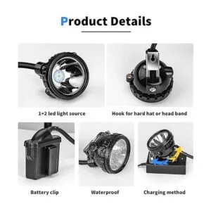 Minería faro recargable 12 LED mineros faro impermeable_6