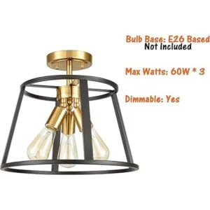 Lámpara de techo semiempotrada de 3 luces moderna de latón_5