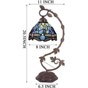 WERFACTORY Tiffany Lámpara de mesa de libélula de vidrio_4