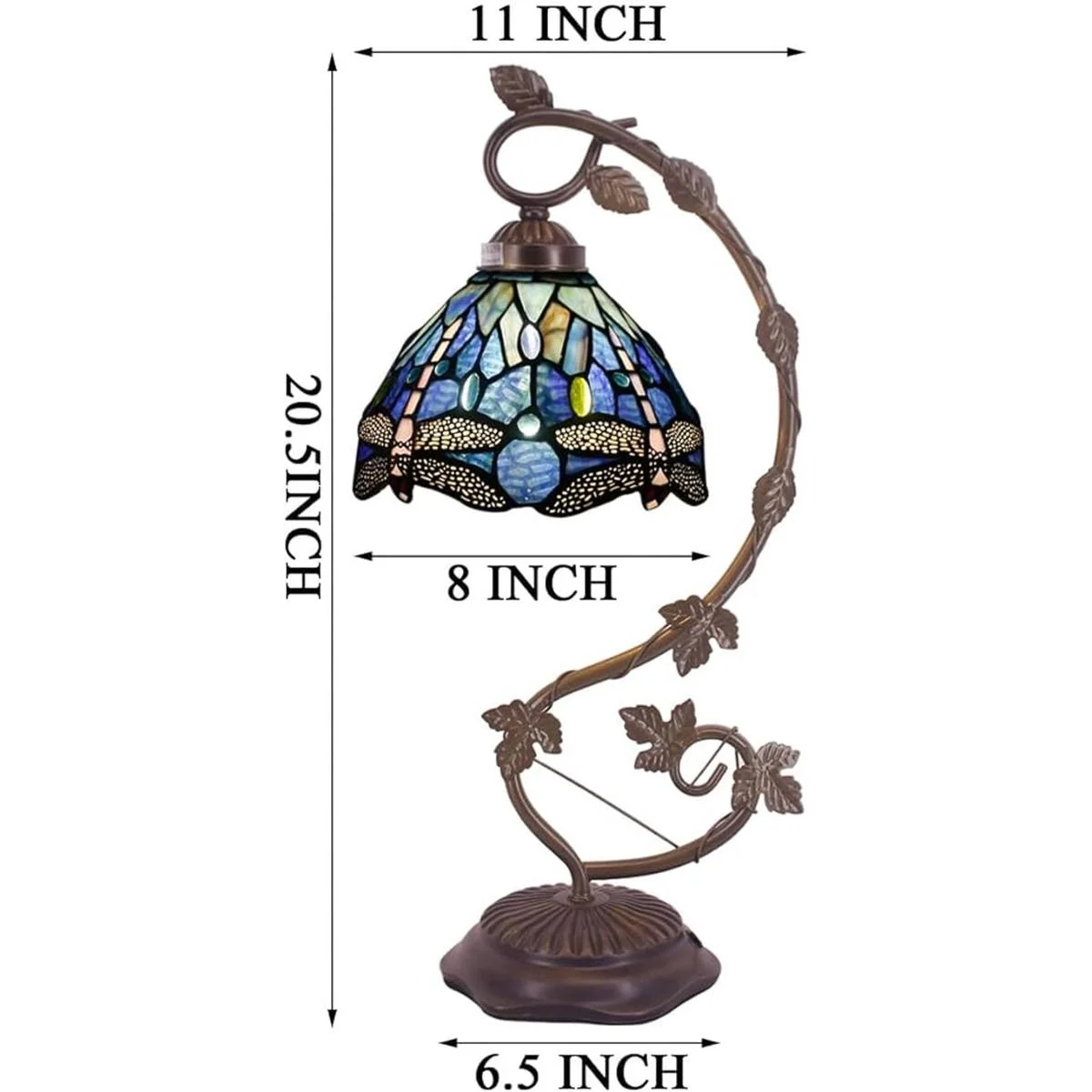 WERFACTORY Tiffany Lámpara de mesa de libélula de vidrio_4