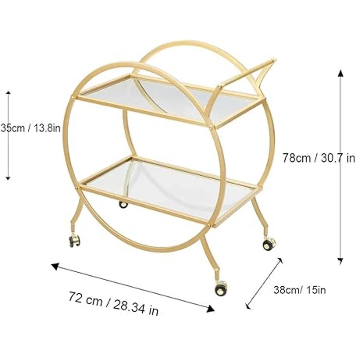 HEONITURE Carrito de bar con 2 estantes espejados carrito_3