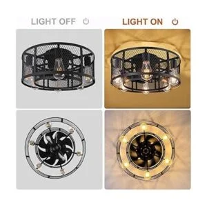 Ohniyou Ventilador de techo de jaula con luz ventilador_3
