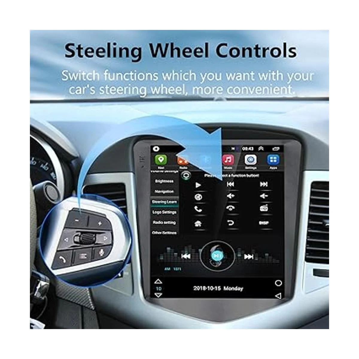 Podofo Radio de coche Android estéreo para Chevrolet Cruze_4