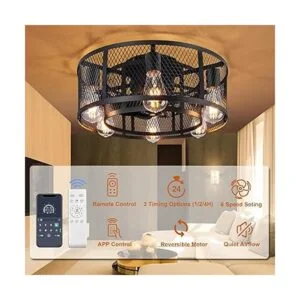 Ohniyou Ventilador de techo de jaula con luz ventilador_2
