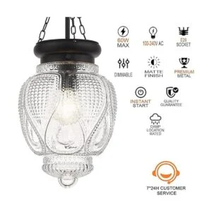 OIYIO Lámpara colgante de cristal negro vintage para isla_4