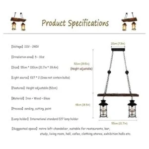 Lámpara colgante retro de madera industrial vintage de_6