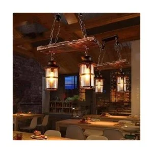 Lámpara colgante retro de madera industrial vintage de_3