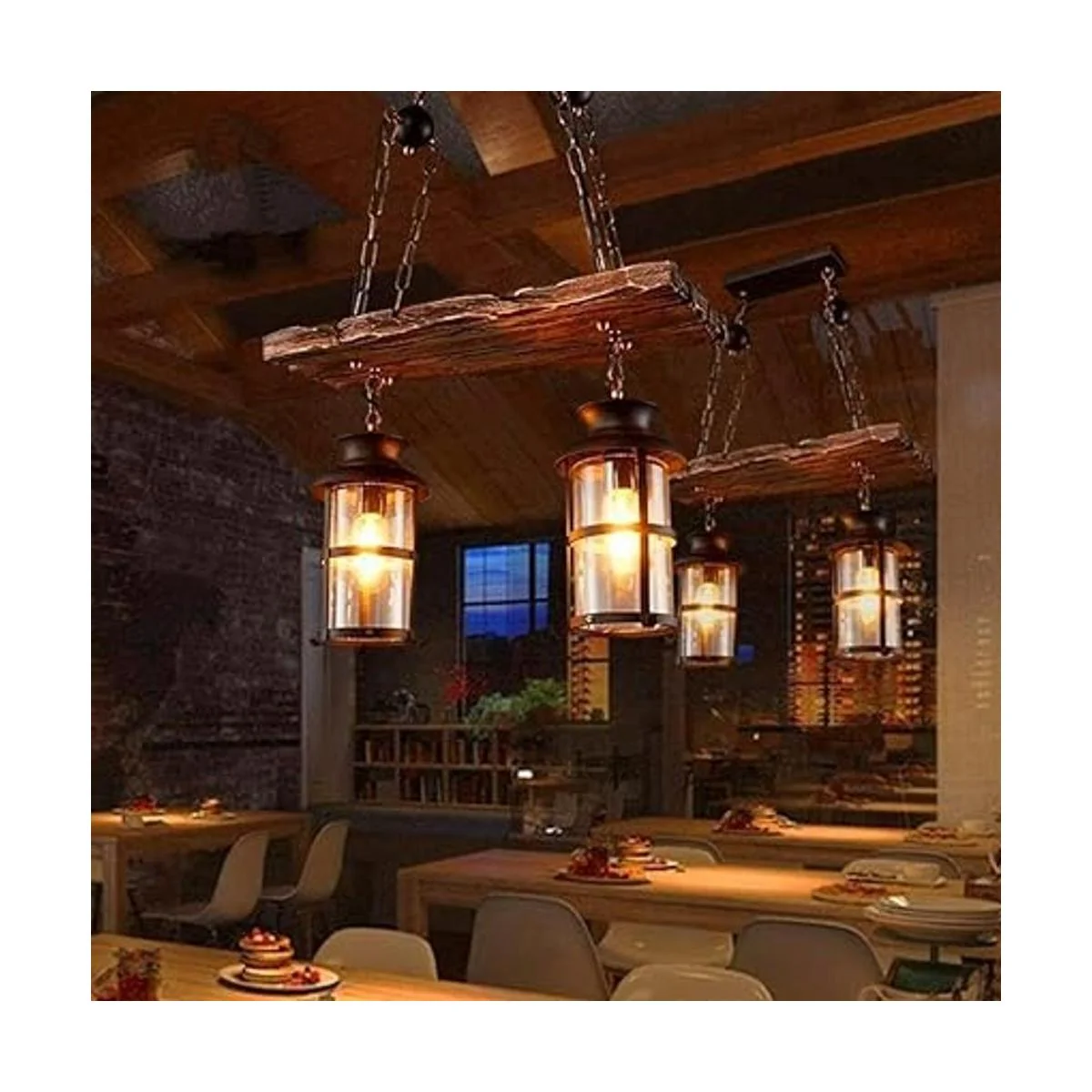 Lámpara colgante retro de madera industrial vintage de_3