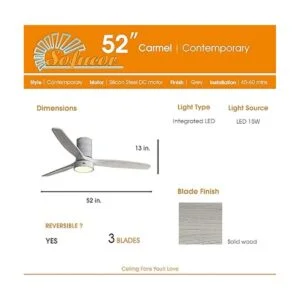 Sofucor Ventilador de techo de 52 pulgadas de perfil bajo_6