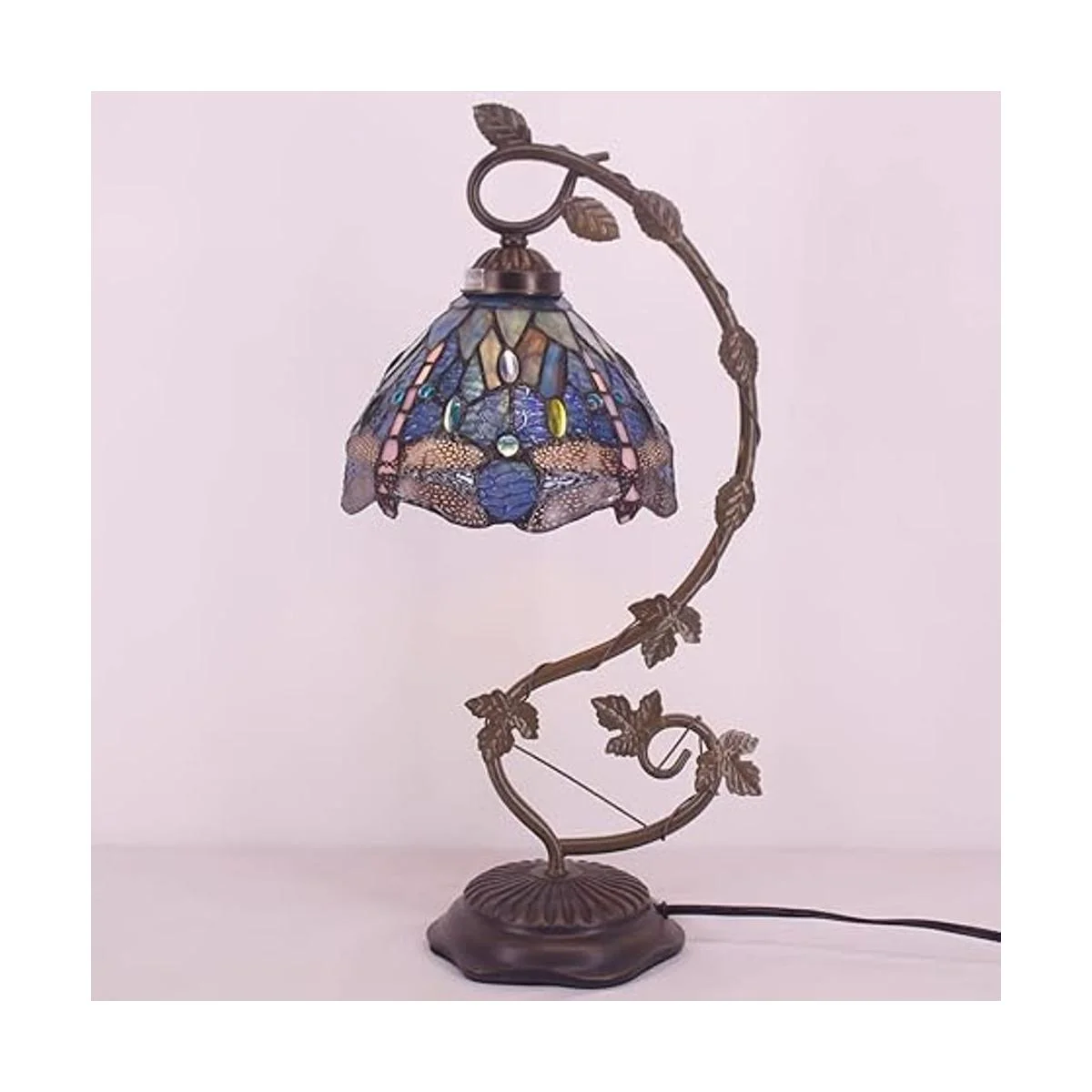 WERFACTORY Tiffany Lámpara de mesa de libélula de vidrio_6