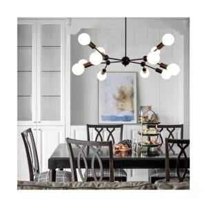 Quoobe Moderna lámpara de araña Sputnik negra 12 luces de_4