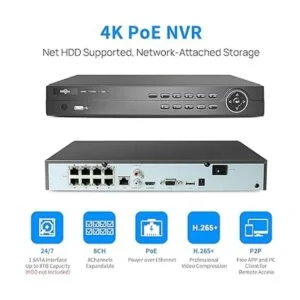 Hiseeu NVR PoE de 8 puertos 4K grabadora de video PoE_2