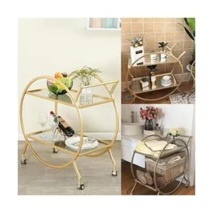 HEONITURE Carrito de bar con 2 estantes espejados carrito_4