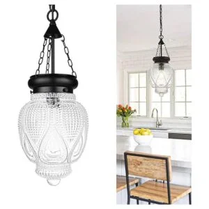 OIYIO Lámpara colgante de cristal negro vintage para isla_1