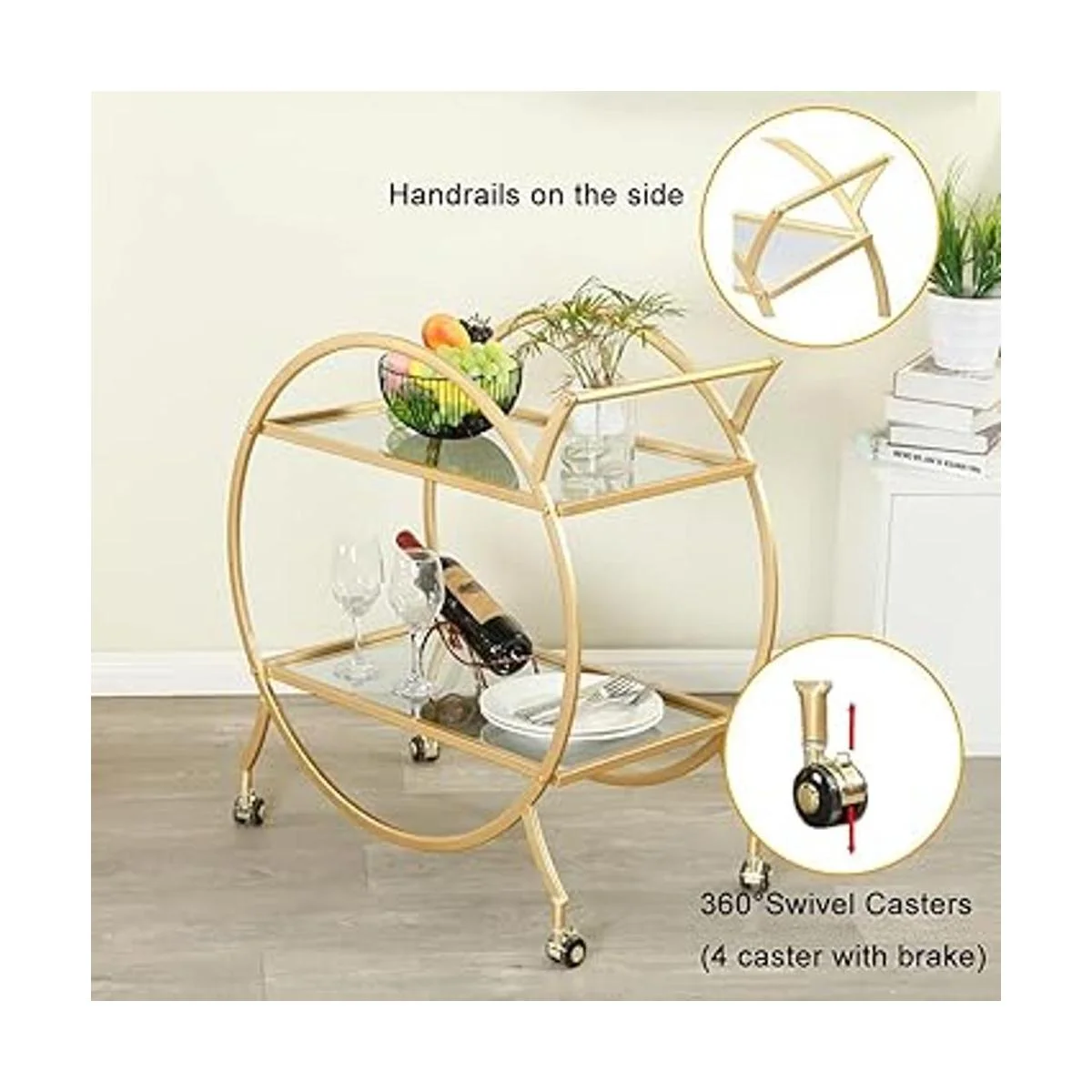 HEONITURE Carrito de bar con 2 estantes espejados carrito_2