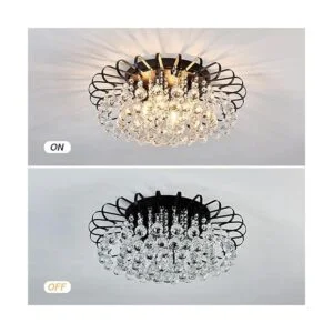 CVKASH Lámpara de araña floral de cristal de 4 luces_6