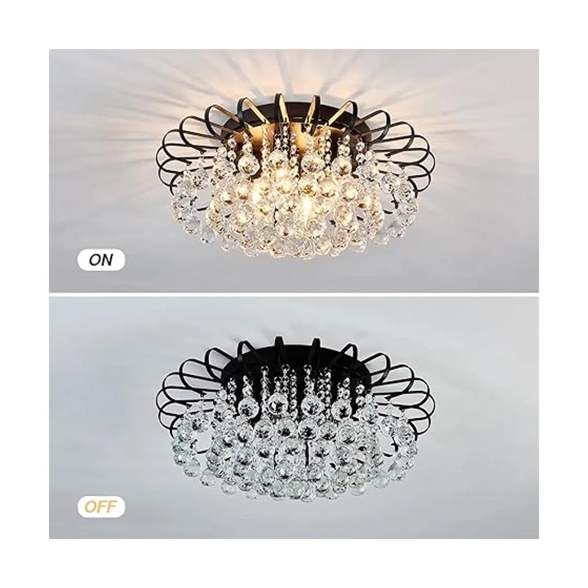 CVKASH Lámpara de araña floral de cristal de 4 luces_6