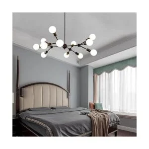 Quoobe Moderna lámpara de araña Sputnik negra 12 luces de_6