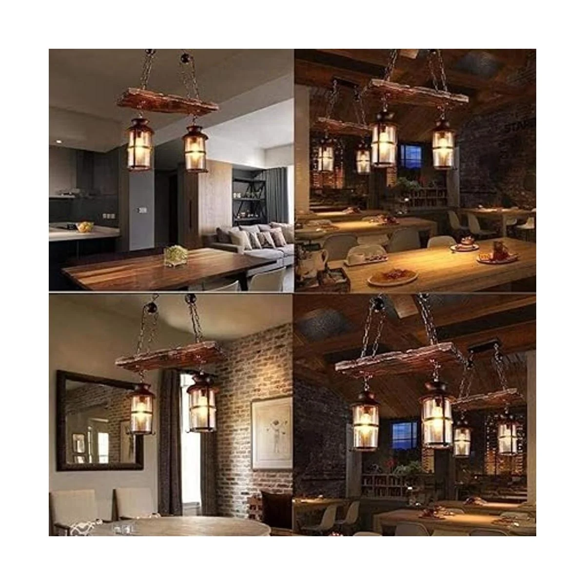 Lámpara colgante retro de madera industrial vintage de_5