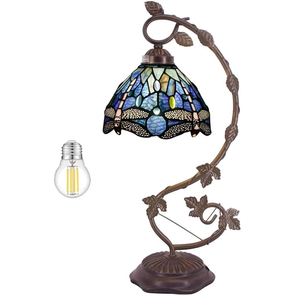 WERFACTORY Tiffany Lámpara de mesa de libélula de vidrio_1