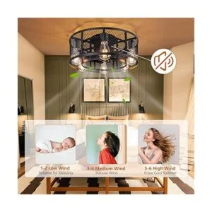 Ohniyou Ventilador de techo de jaula con luz ventilador_4