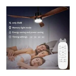 Wisful Ventiladores de techo de madera con control remoto_3