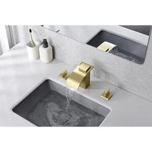 SUMERAIN Grifo de baño de cascada de oro cepillado con 3_4