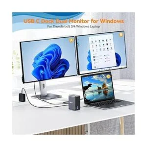 Estación de acoplamiento USB C para laptop monitor doble_2