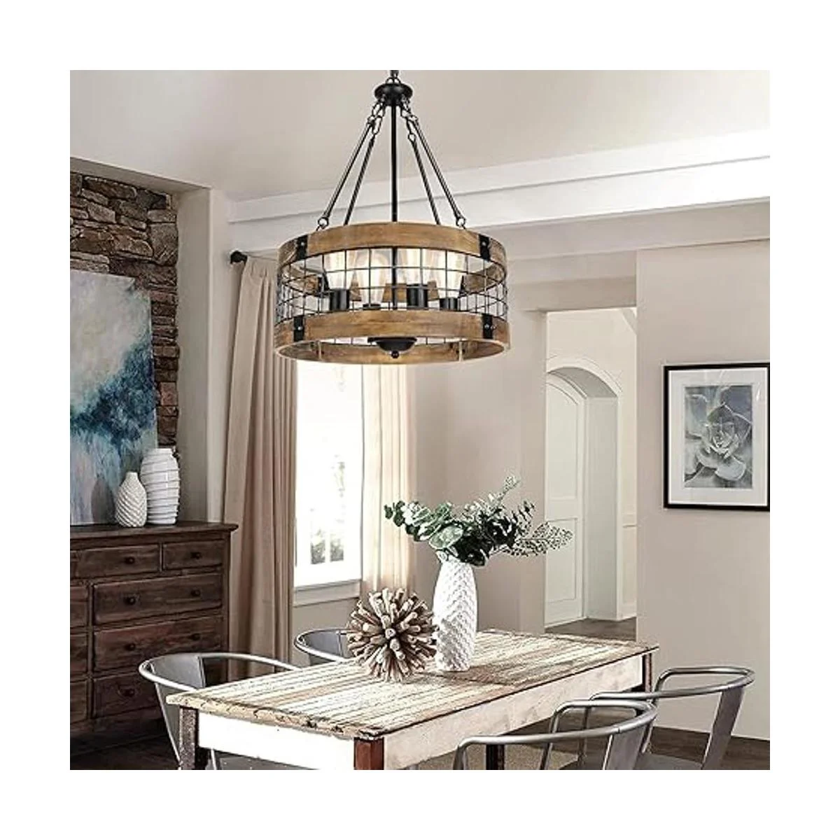 Lámpara de araña rústica de 4 luces para entrada lámparas_6