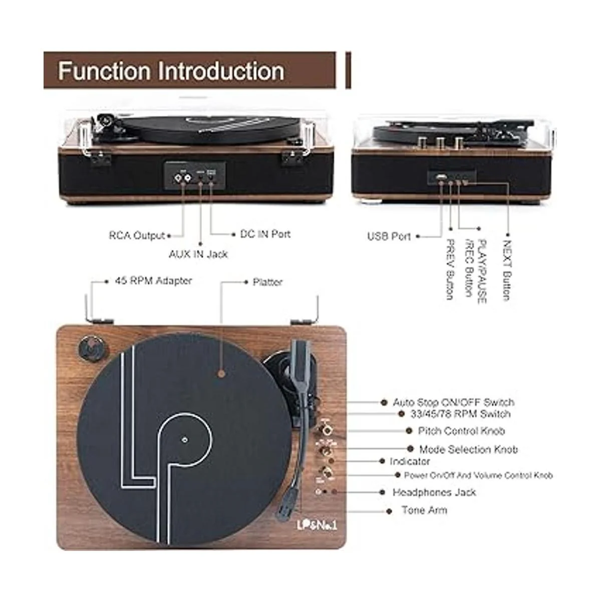 LPNo.1 Reproductor de discos Bluetooth con altavoces_2