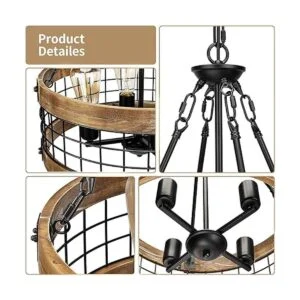 Lámpara de araña rústica de 4 luces para entrada lámparas_5