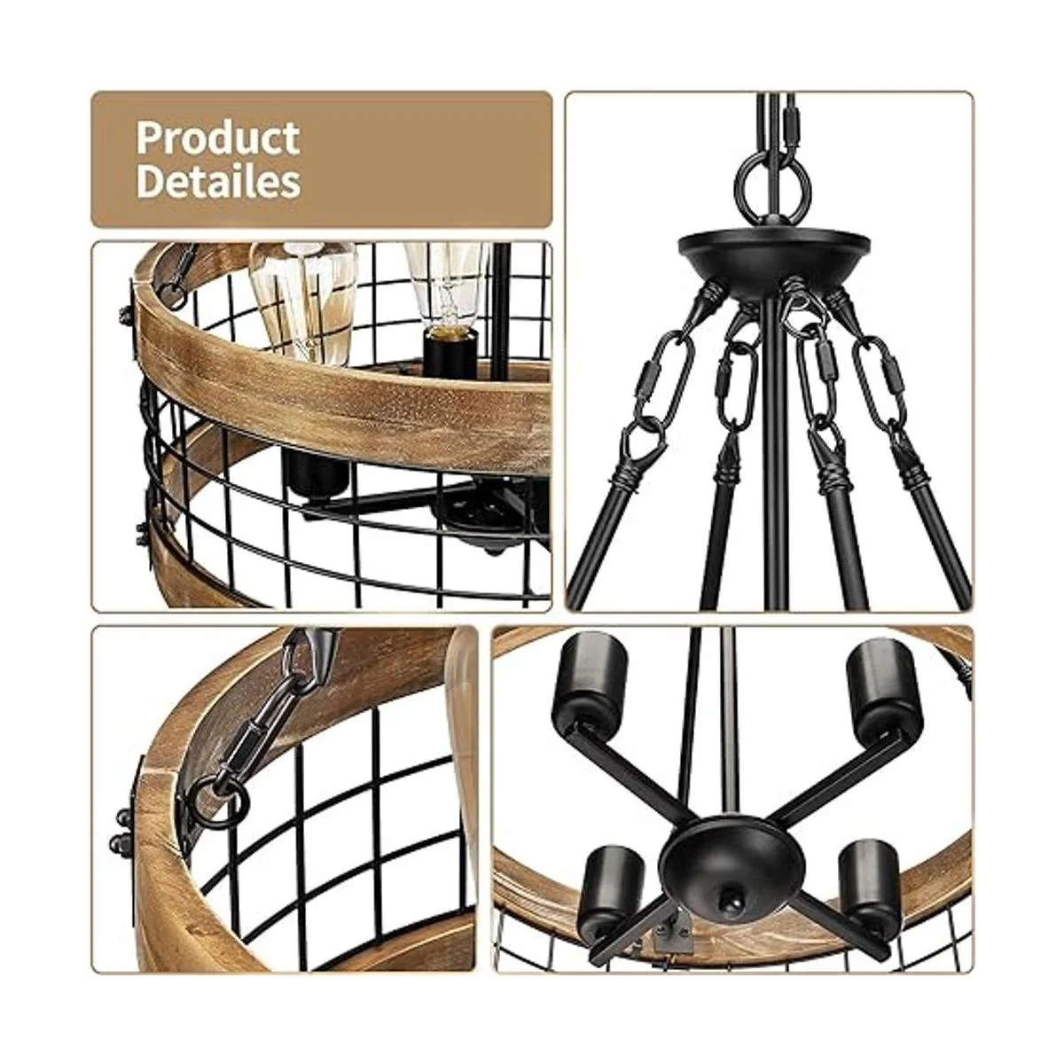 Lámpara de araña rústica de 4 luces para entrada lámparas_5