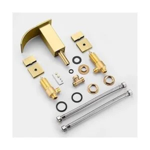 SUMERAIN Grifo de baño de cascada de oro cepillado con 3_6