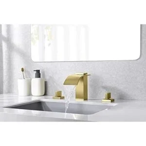 SUMERAIN Grifo de baño de cascada de oro cepillado con 3_3