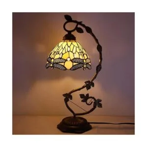 Tiffany Lámpara banquera de noche de vitrales 21_3