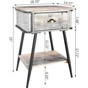 Mesa auxiliar con 1 cajón mesa auxiliar de sofá de madera_3