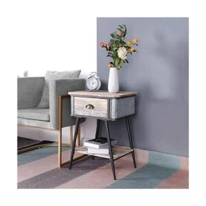Mesa auxiliar con 1 cajón mesa auxiliar de sofá de madera_2