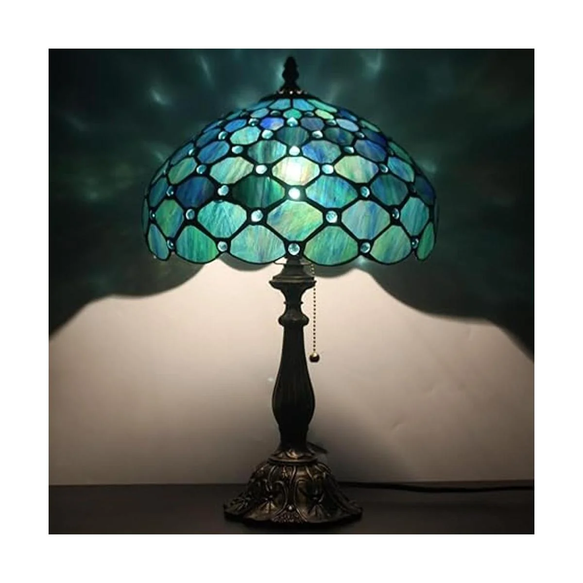 Lámpara Tiffany ZJART W12H19 pulgadas lámpara de mesa de_4