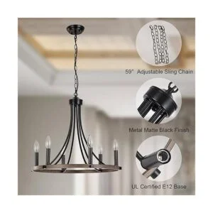 Yarlkav Candelabro de rueda de carro para comedor lámpara_3