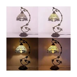 Tiffany Lámpara banquera de noche de vitrales 21_5